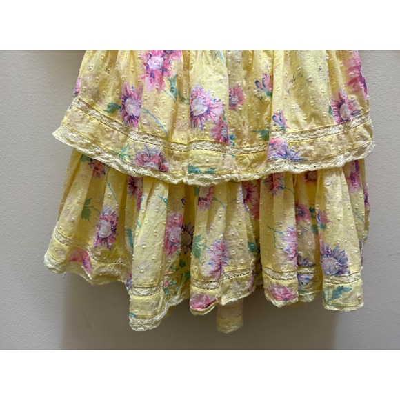 Loveshackfancy Natasha Yellow Floral Ruffle Mini Dress - S Whimsy Cottage Garden - Picture 5 of 10